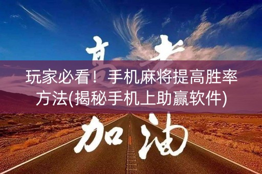 玩家必看！手机麻将提高胜率方法(揭秘手机上助赢软件)