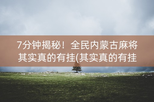 7分钟揭秘！全民内蒙古麻将其实真的有挂(其实真的有挂)