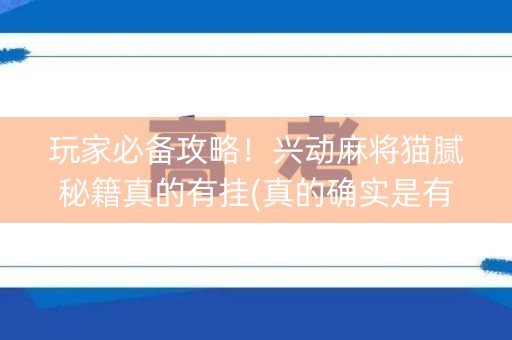 玩家必备攻略！兴动麻将猫腻秘籍真的有挂(真的确实是有挂)