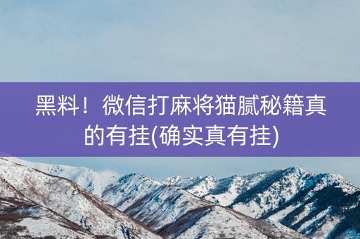 黑料！微信打麻将猫腻秘籍真的有挂(确实真有挂)