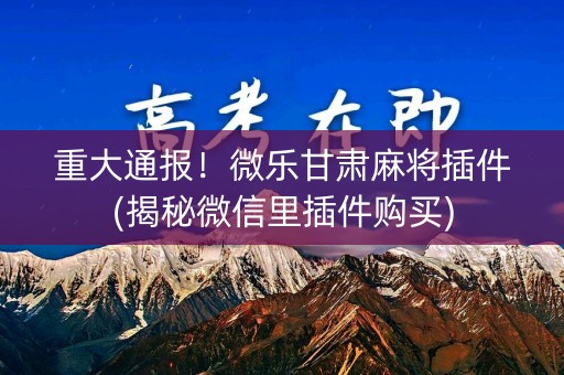 重大通报！微乐甘肃麻将插件(揭秘微信里插件购买)