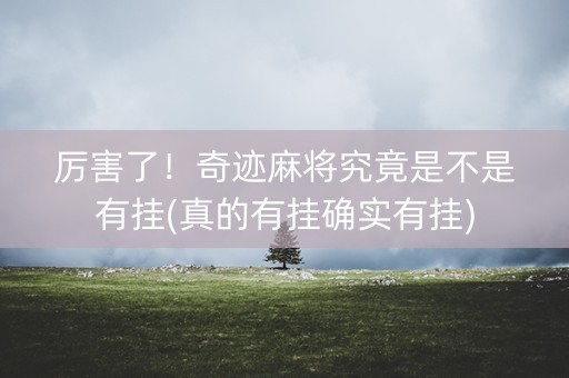 厉害了！奇迹麻将究竟是不是有挂(真的有挂确实有挂)