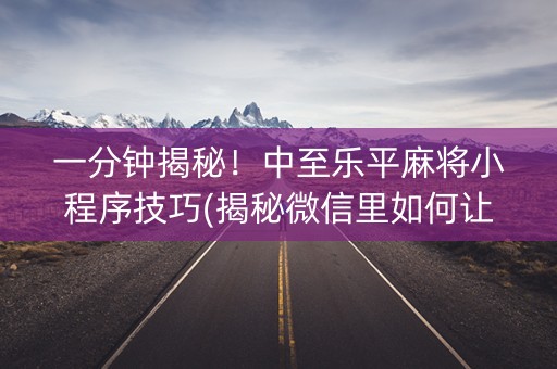 一分钟揭秘！中至乐平麻将小程序技巧(揭秘微信里如何让牌变好)