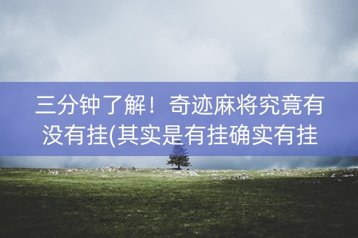 三分钟了解！奇迹麻将究竟有没有挂(其实是有挂确实有挂)