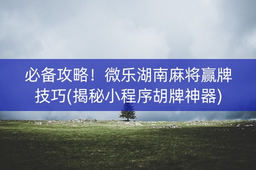 必备攻略！微乐湖南麻将赢牌技巧(揭秘小程序胡牌神器)