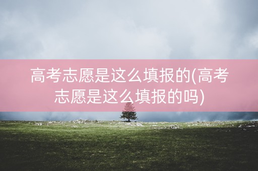 高考志愿是这么填报的(高考志愿是这么填报的吗) 高考志愿是这么填报的(高考志愿是这么填报的吗)