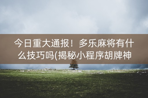 今日重大通报！多乐麻将有什么技巧吗(揭秘小程序胡牌神器)