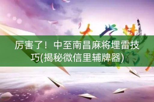 厉害了！中至南昌麻将埋雷技巧(揭秘微信里辅牌器)