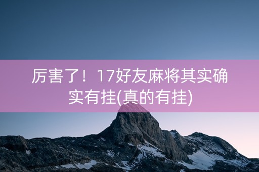 厉害了！17好友麻将其实确实有挂(真的有挂)