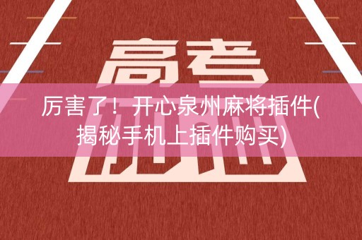厉害了！开心泉州麻将插件(揭秘手机上插件购买)