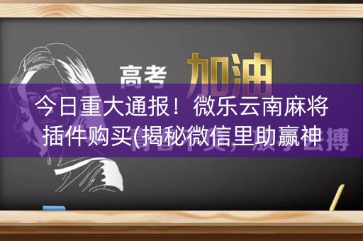 今日重大通报！微乐云南麻将插件购买(揭秘微信里助赢神器购买)