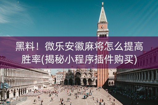 黑料！微乐安徽麻将怎么提高胜率(揭秘小程序插件购买)