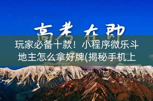 玩家必备十款！小程序微乐斗地主怎么拿好牌(揭秘手机上专用神器下载)