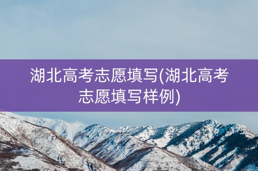 湖北高考志愿填写(湖北高考志愿填写样例)