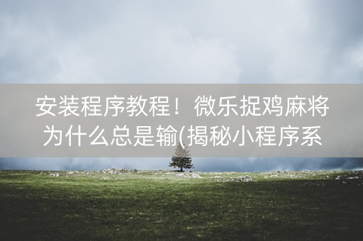 安装程序教程！微乐捉鸡麻将为什么总是输(揭秘小程序系统发好牌)