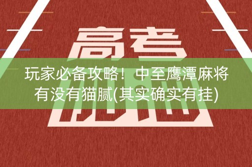 玩家必备攻略！中至鹰潭麻将有没有猫腻(其实确实有挂)