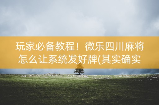 玩家必备教程！微乐四川麻将怎么让系统发好牌(其实确实有挂)