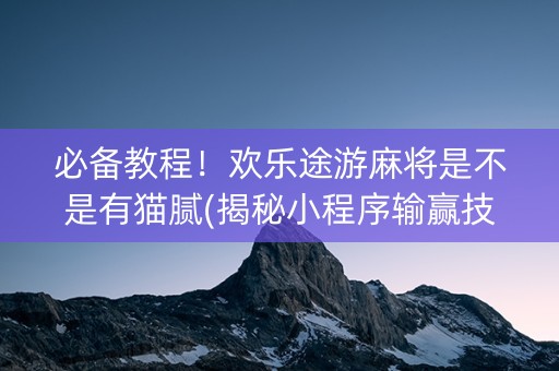 必备教程！欢乐途游麻将是不是有猫腻(揭秘小程序输赢技巧)