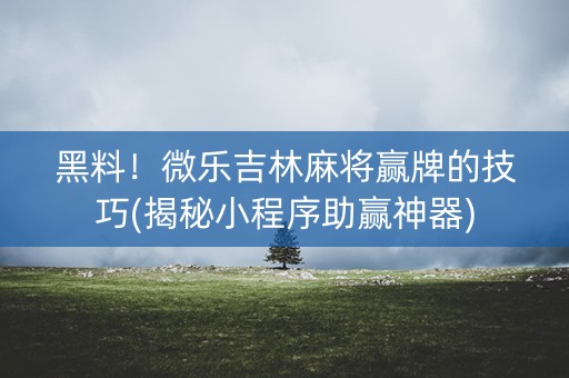 黑料！微乐吉林麻将赢牌的技巧(揭秘小程序助赢神器)