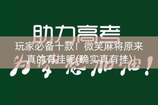 玩家必备十款！微笑麻将原来真的有挂呢(确实真有挂)