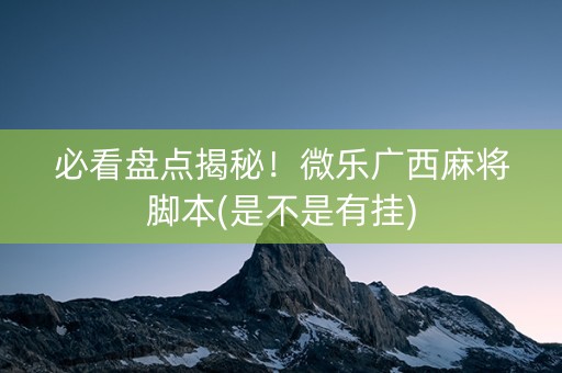 必看盘点揭秘！微乐广西麻将脚本(是不是有挂)