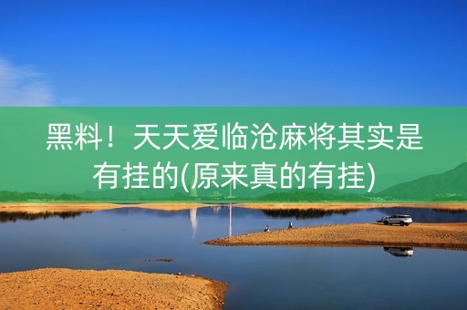 黑料！天天爱临沧麻将其实是有挂的(原来真的有挂)