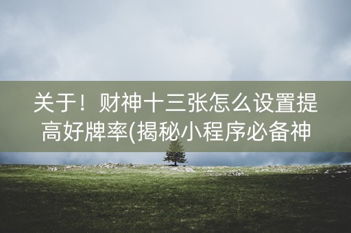 关于！财神十三张怎么设置提高好牌率(揭秘小程序必备神器)