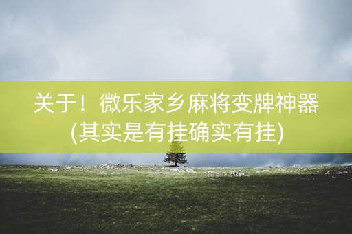 关于！微乐家乡麻将变牌神器(其实是有挂确实有挂)