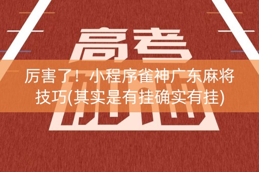 厉害了！小程序雀神广东麻将技巧(其实是有挂确实有挂)