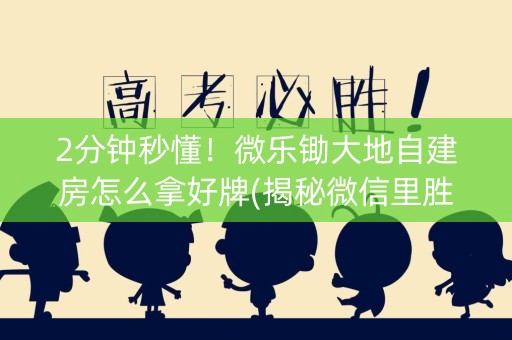 2分钟秒懂！微乐锄大地自建房怎么拿好牌(揭秘微信里胜率到哪调)
