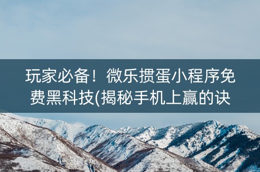 玩家必备！微乐掼蛋小程序免费黑科技(揭秘手机上赢的诀窍)