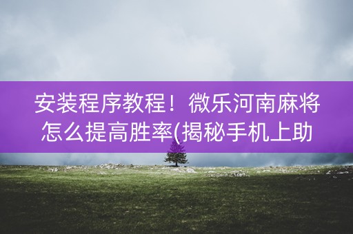 安装程序教程！微乐河南麻将怎么提高胜率(揭秘手机上助赢软件)