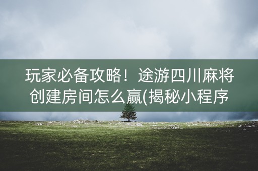 玩家必备攻略！途游四川麻将创建房间怎么赢(揭秘小程序提高胜率)