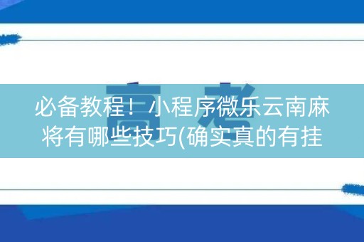 必备教程！小程序微乐云南麻将有哪些技巧(确实真的有挂)