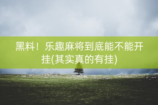 黑料！乐趣麻将到底能不能开挂(其实真的有挂)