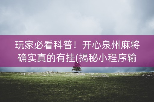 玩家必看科普！开心泉州麻将确实真的有挂(揭秘小程序输赢规律)