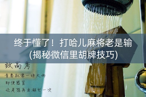 终于懂了！打哈儿麻将老是输(揭秘微信里胡牌技巧)