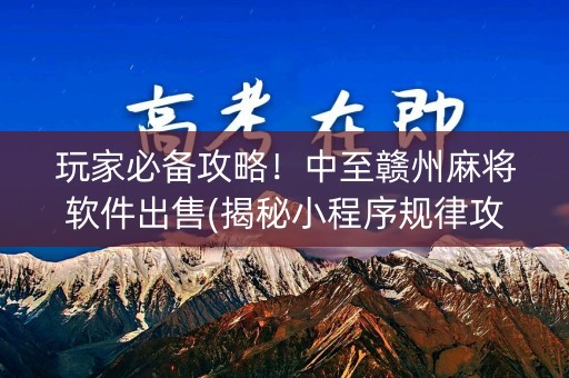 玩家必备攻略！中至赣州麻将软件出售(揭秘小程序规律攻略)
