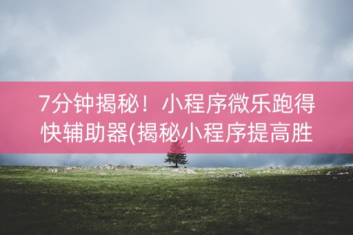 7分钟揭秘！小程序微乐跑得快辅助器(揭秘小程序提高胜率)
