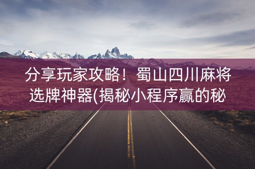 分享玩家攻略！蜀山四川麻将选牌神器(揭秘小程序赢的秘诀)