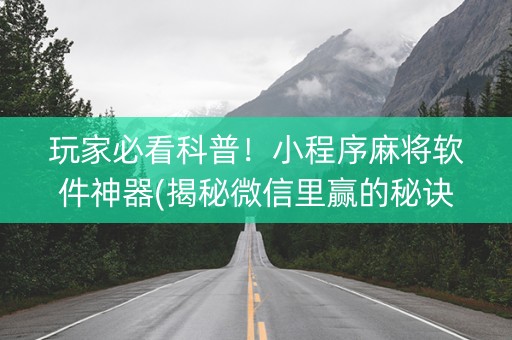 玩家必看科普！小程序麻将软件神器(揭秘微信里赢的秘诀)