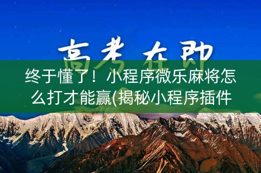 终于懂了！小程序微乐麻将怎么打才能赢(揭秘小程序插件购买)