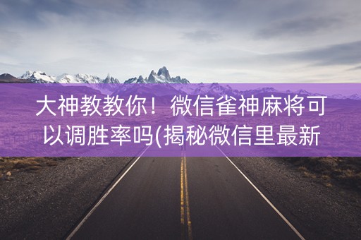 大神教教你！微信雀神麻将可以调胜率吗(揭秘微信里最新神器下载)