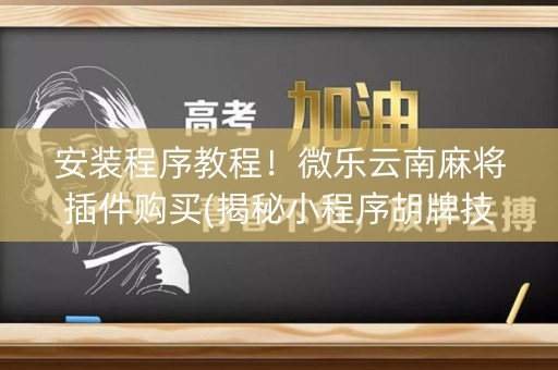 安装程序教程！微乐云南麻将插件购买(揭秘小程序胡牌技巧)