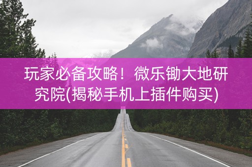 玩家必备攻略！微乐锄大地研究院(揭秘手机上插件购买)