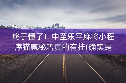 终于懂了！中至乐平麻将小程序猫腻秘籍真的有挂(确实是有挂的)