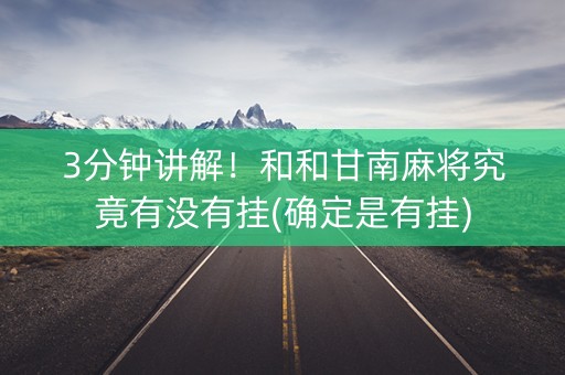 3分钟讲解！和和甘南麻将究竟有没有挂(确定是有挂)