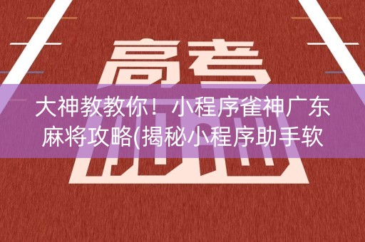 大神教教你！小程序雀神广东麻将攻略(揭秘小程序助手软件)
