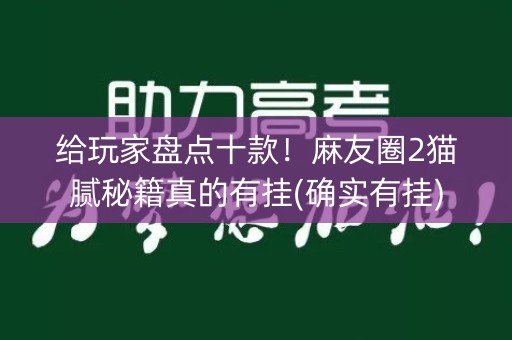 给玩家盘点十款！麻友圈2猫腻秘籍真的有挂(确实有挂)