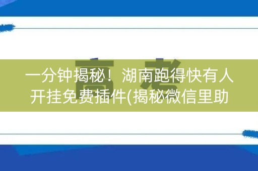 一分钟揭秘！湖南跑得快有人开挂免费插件(揭秘微信里助手软件)